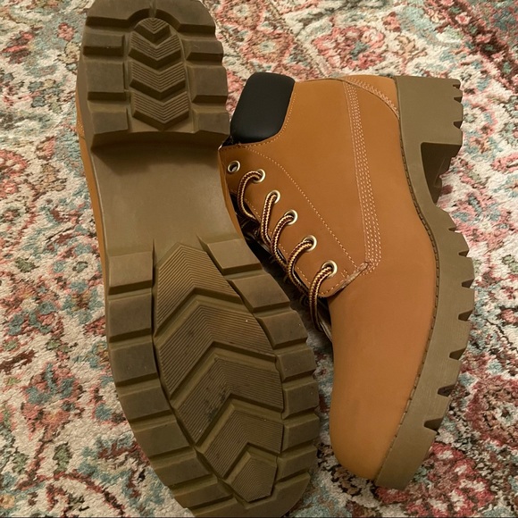 George’s Work-boot Inspired Camel Lace-Up Ankle Bootie Suede-like feel 25JO2W17 - Picture 5 of 8